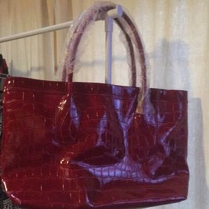 Red Tote- leopard inside